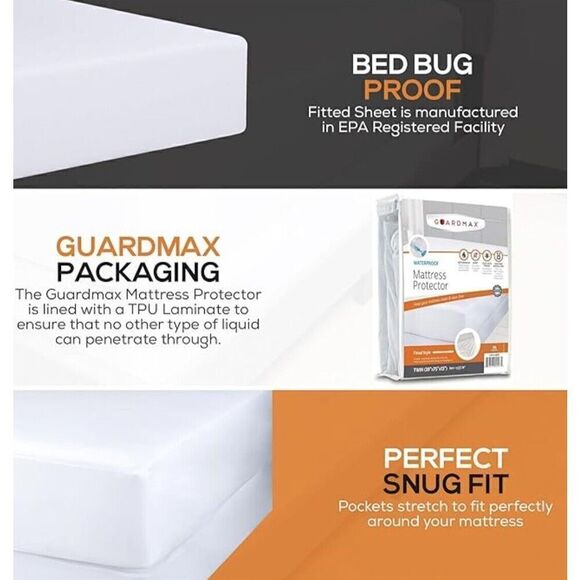 Twin Mattress Protector - Premium Waterproof and Hypoallergenic Fitted Sheet - Picture 3 of 4